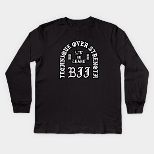 BJJ Blackletter White Kids Long Sleeve T-Shirt